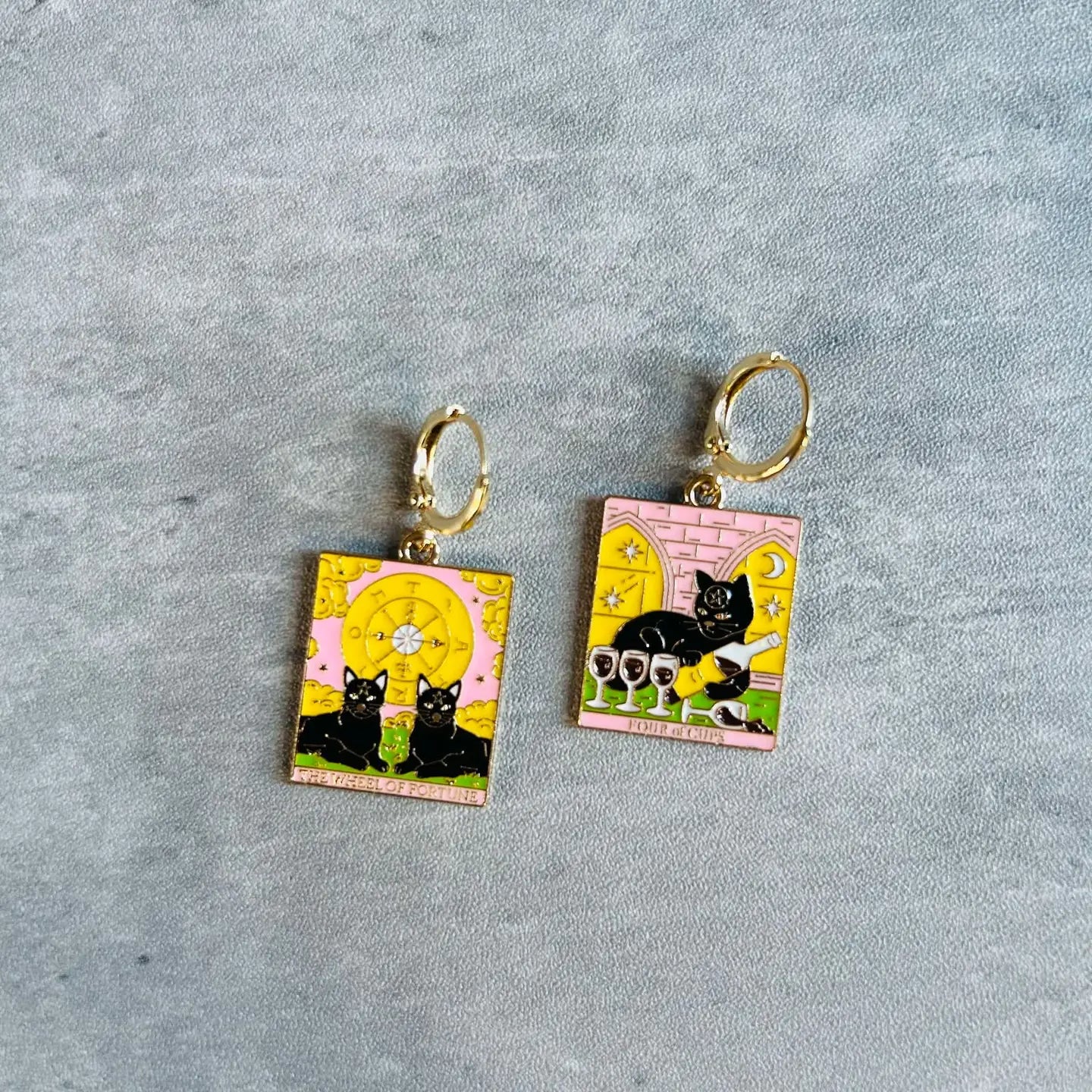 Pink Tarot Card Huggie Earrings