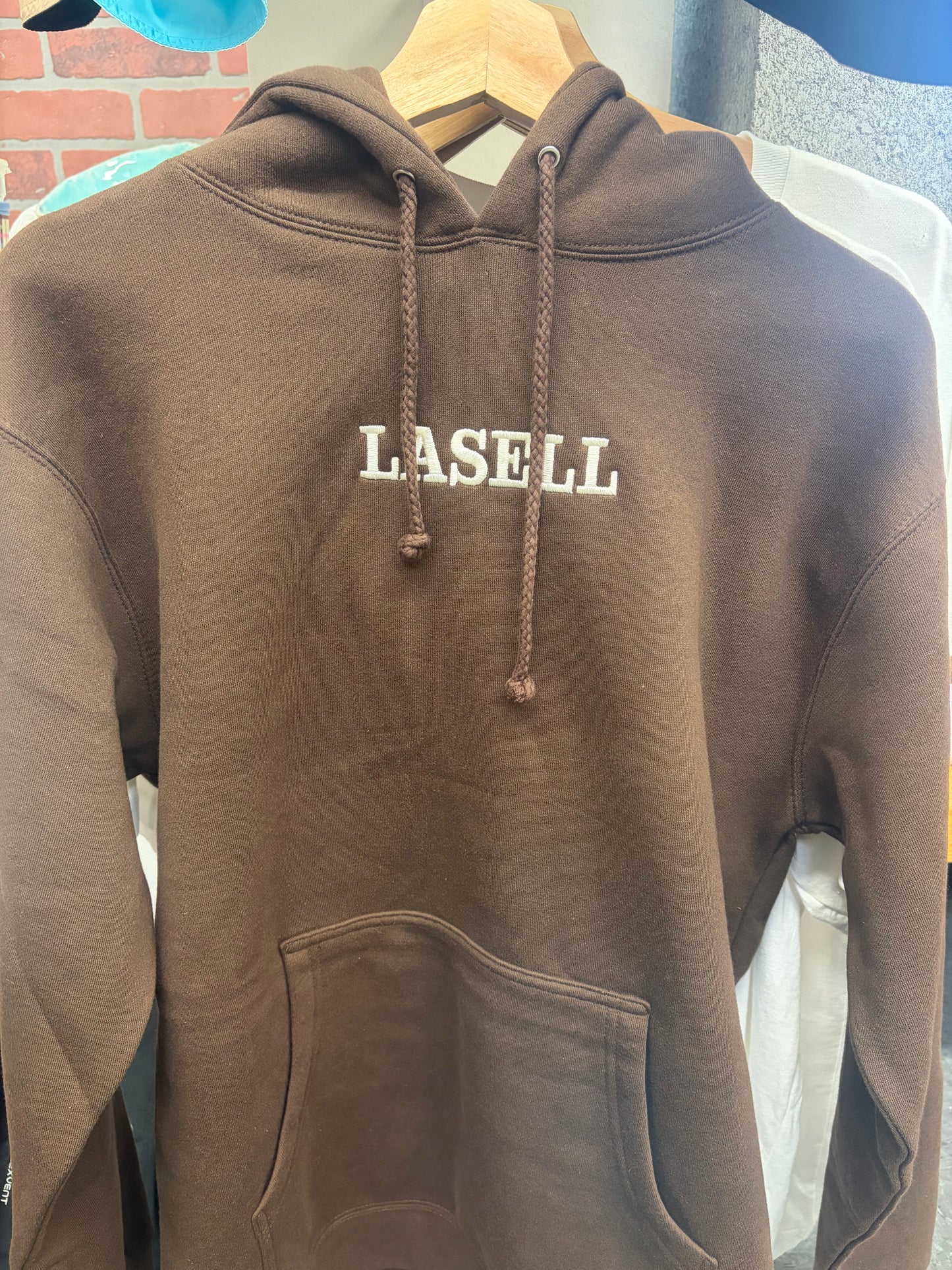 Embroidered Lasell Chocolate Hoodie