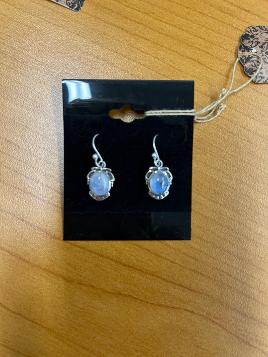 KC128 - Sterling Silver Rainbow Moonstone Earrings