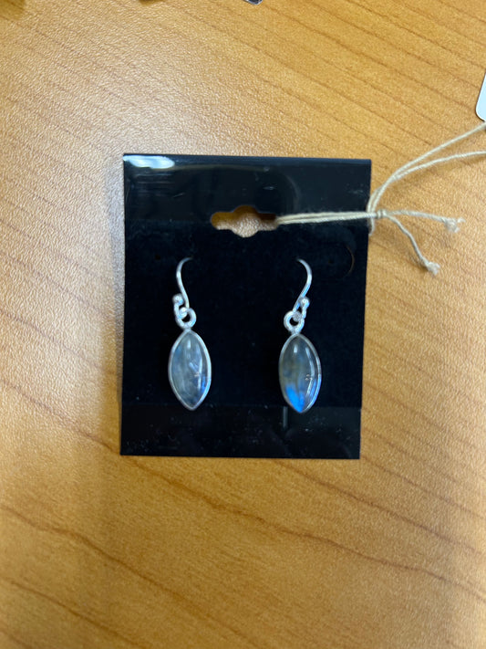 KC130 - Sterling Silver Labradorite Vesica Earrings