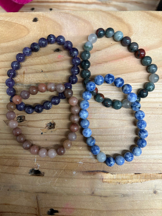 Assorted Round Gemstone Beaded Bracelets