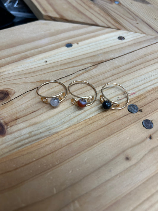 KC466 - Gold-Plated Copper Wire Assorted Crystal Rings