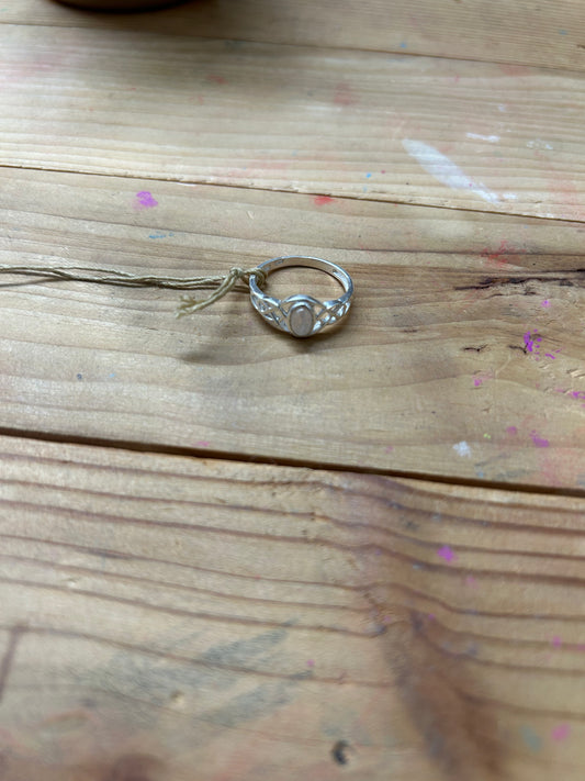 KC011 - Rose Quartz Gemstone Sterling Sliver Double Trinity Celtic Rings