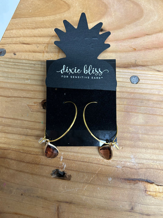 Fanciful Gold Mauve Crystal Hoops