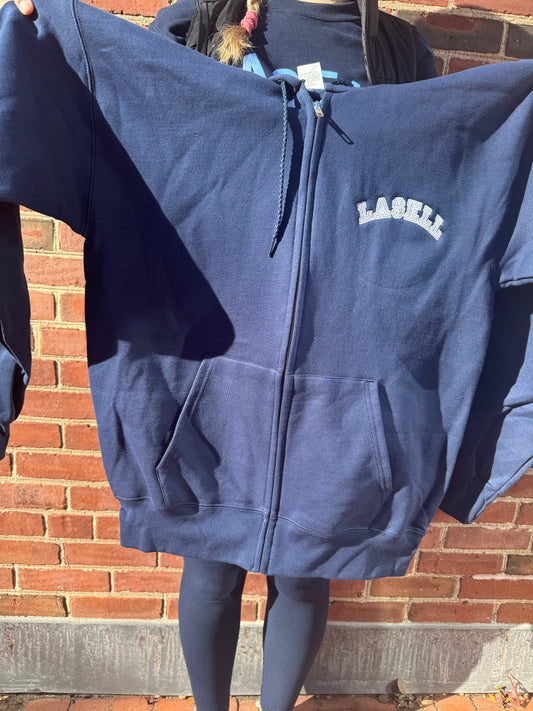 Navy Lasell Embroidered Zip up Hoodie