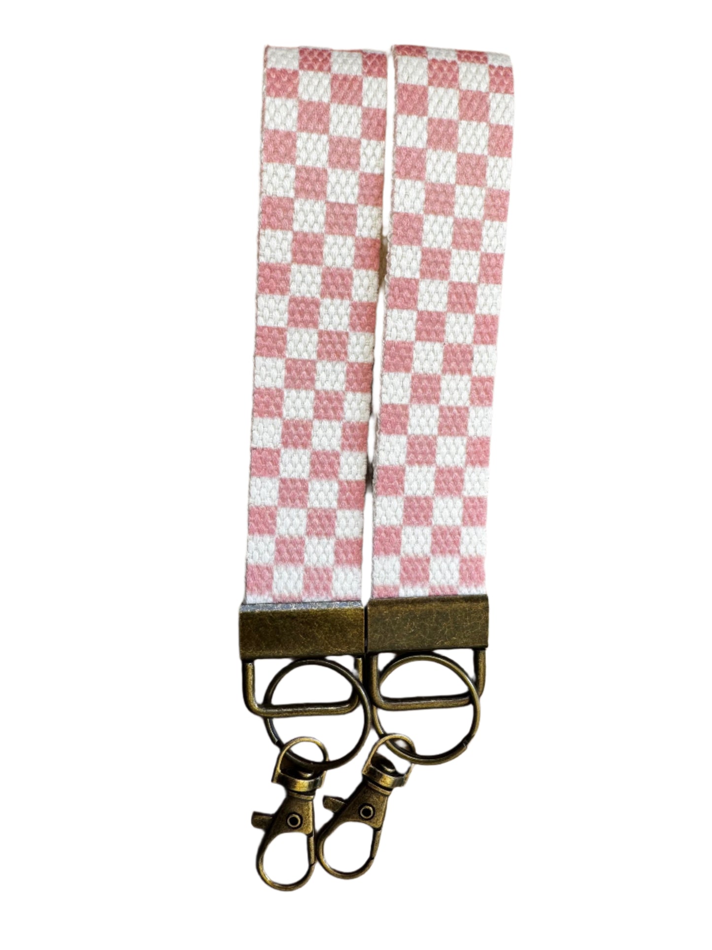 Wristlet Keychain Lanyard - Pink Checkered
