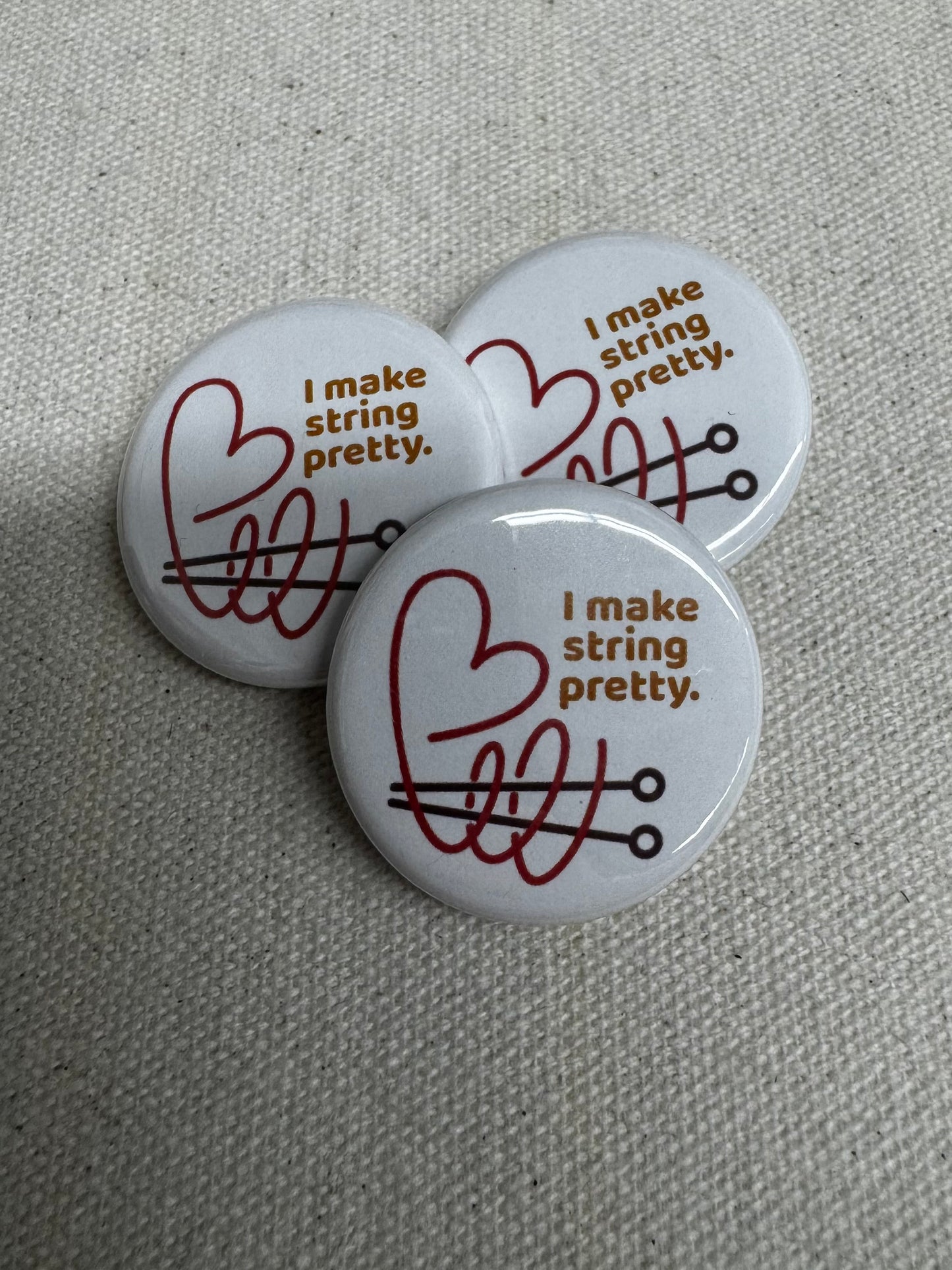 I make string pretty - knitting button