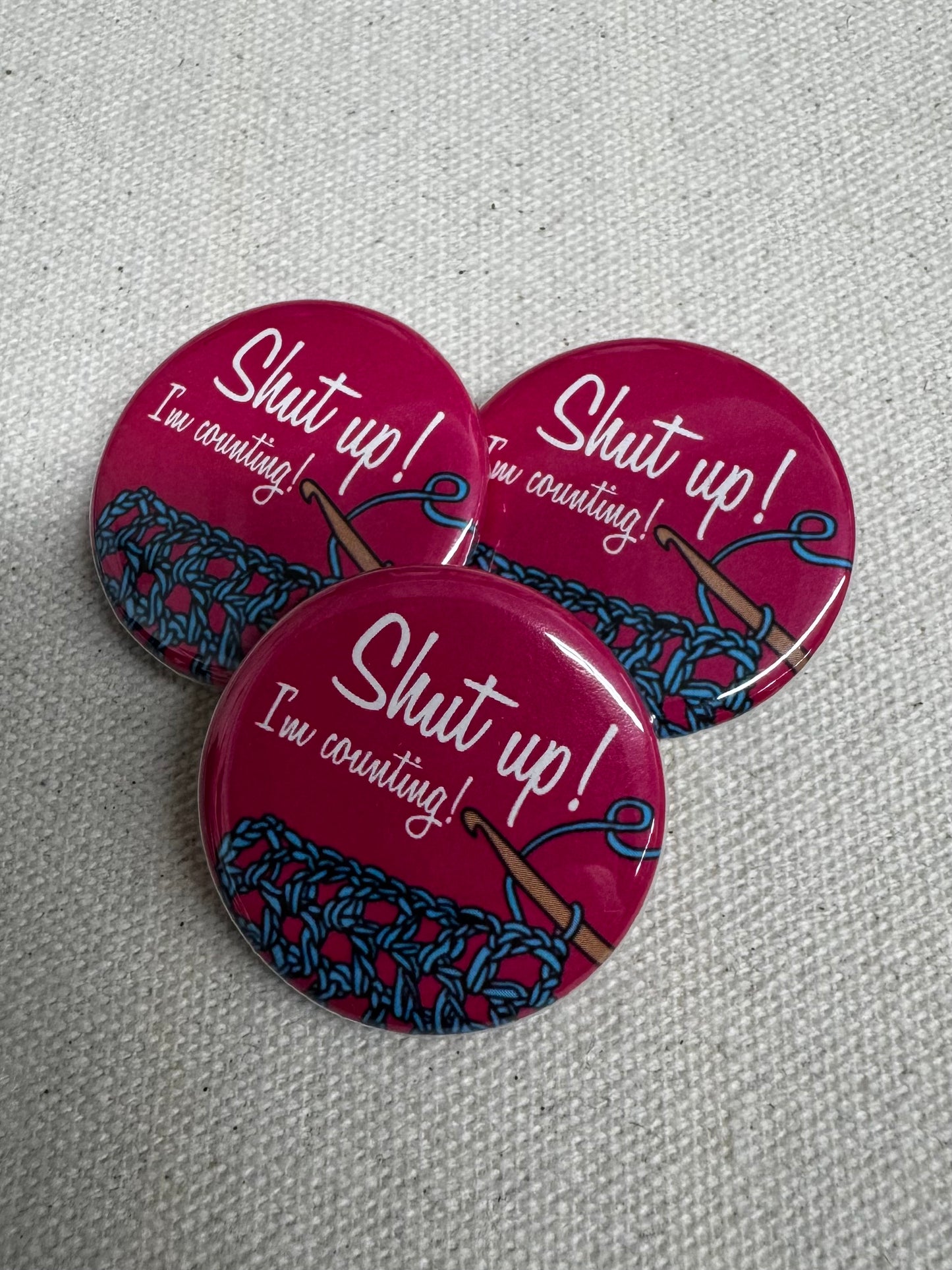 Shut up! - knitting button
