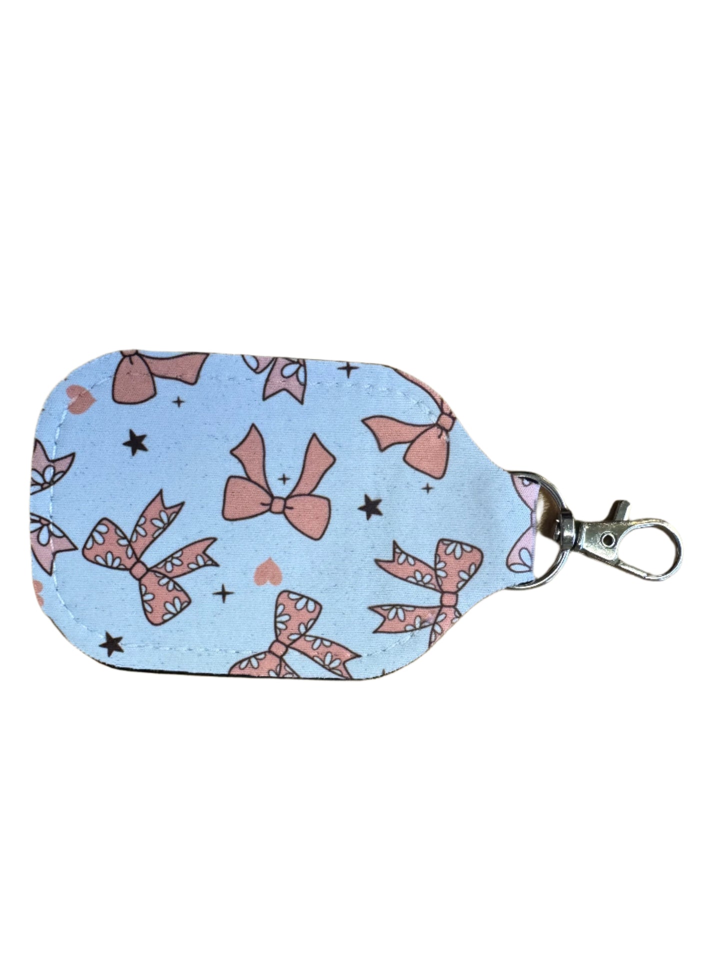 Hand Sanitizer Holder Purse Clip - Keychain Pink Bows