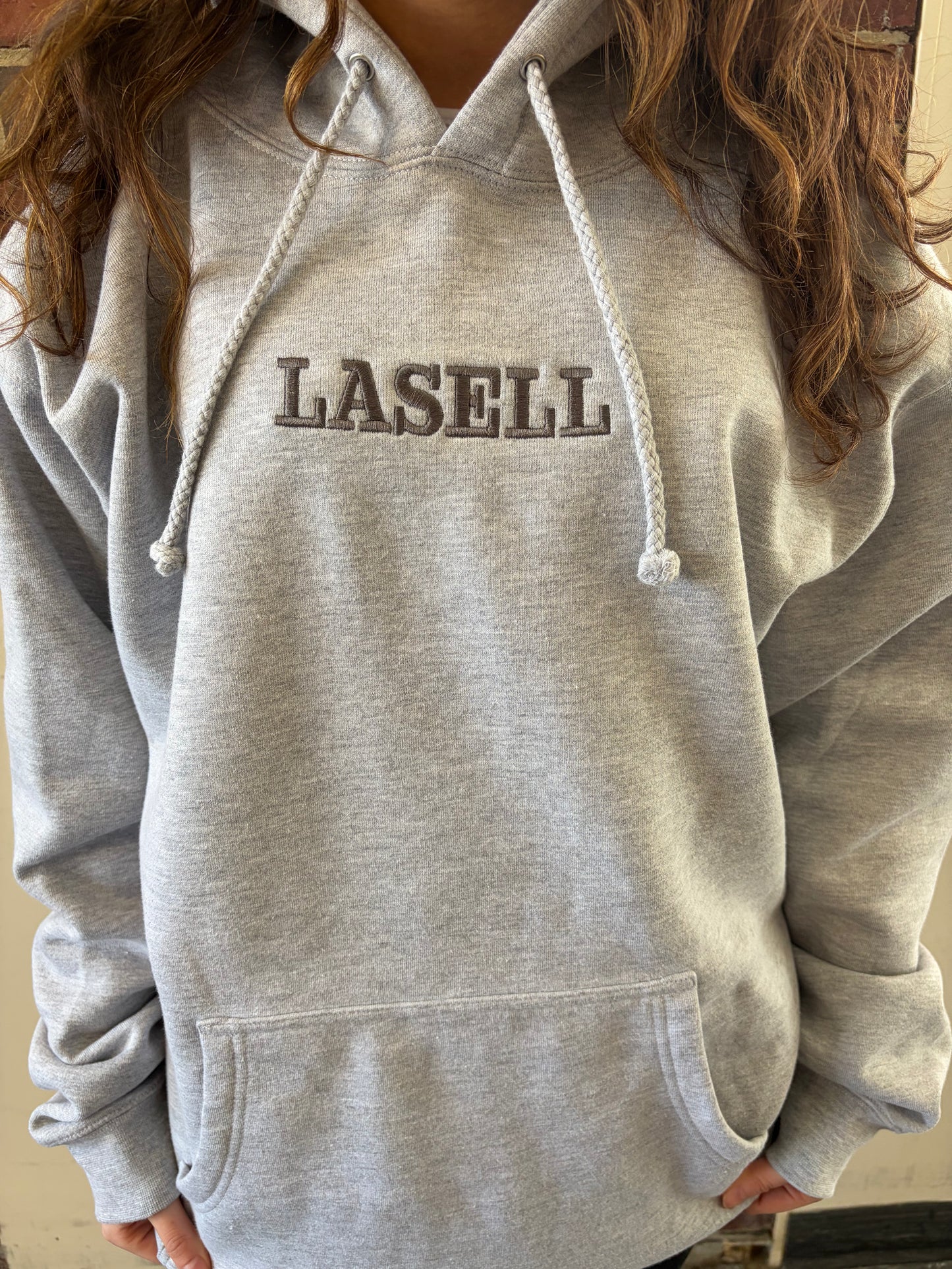 Heather Grey and Charcoal Lasell Hoodie