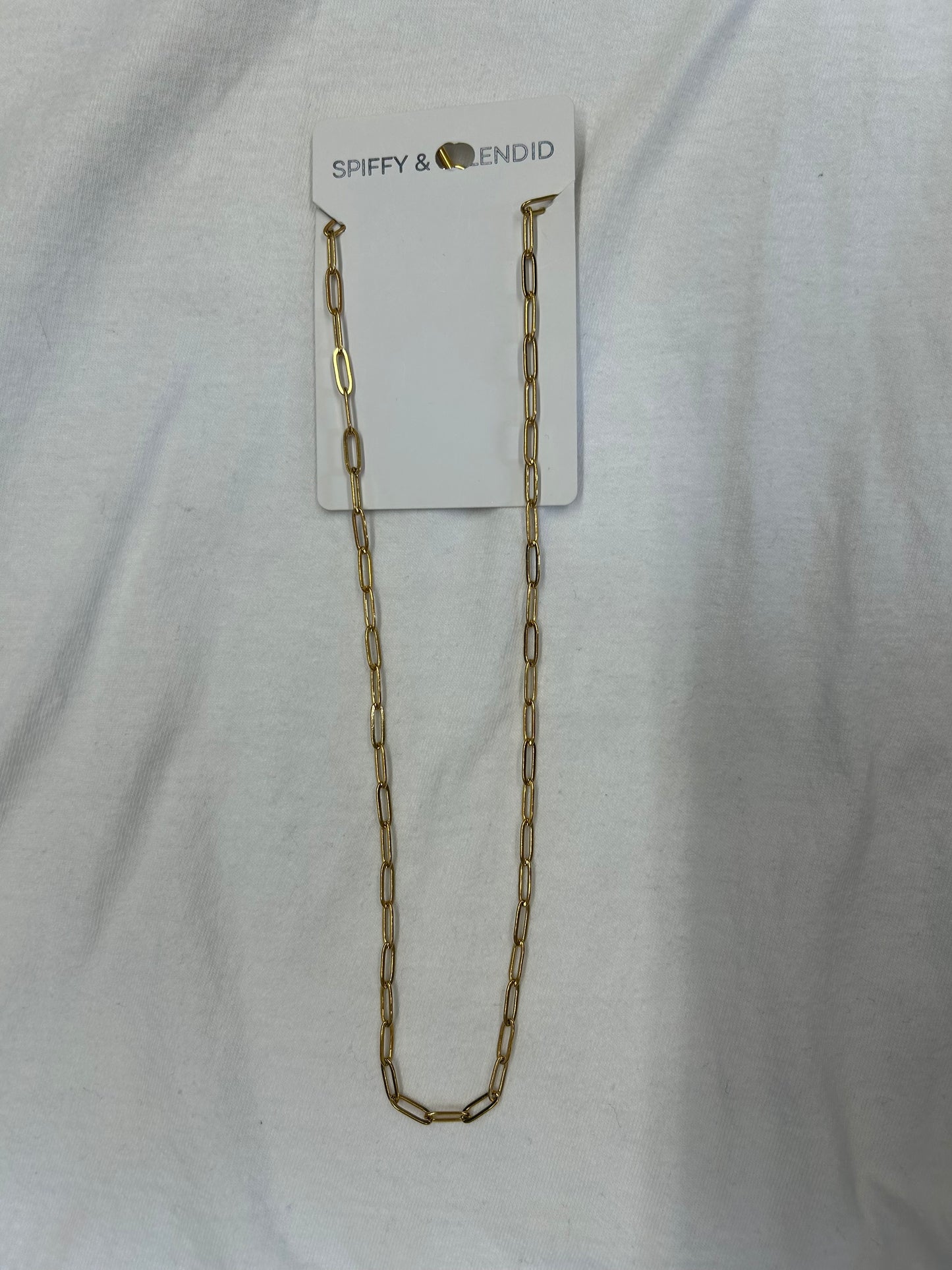 Gold Paper Clip Necklace - 20"