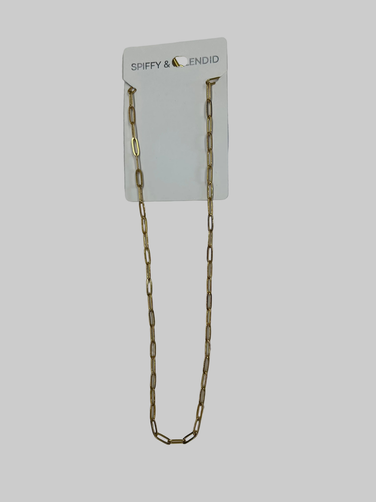 Gold Paper Clip Necklace - 20"