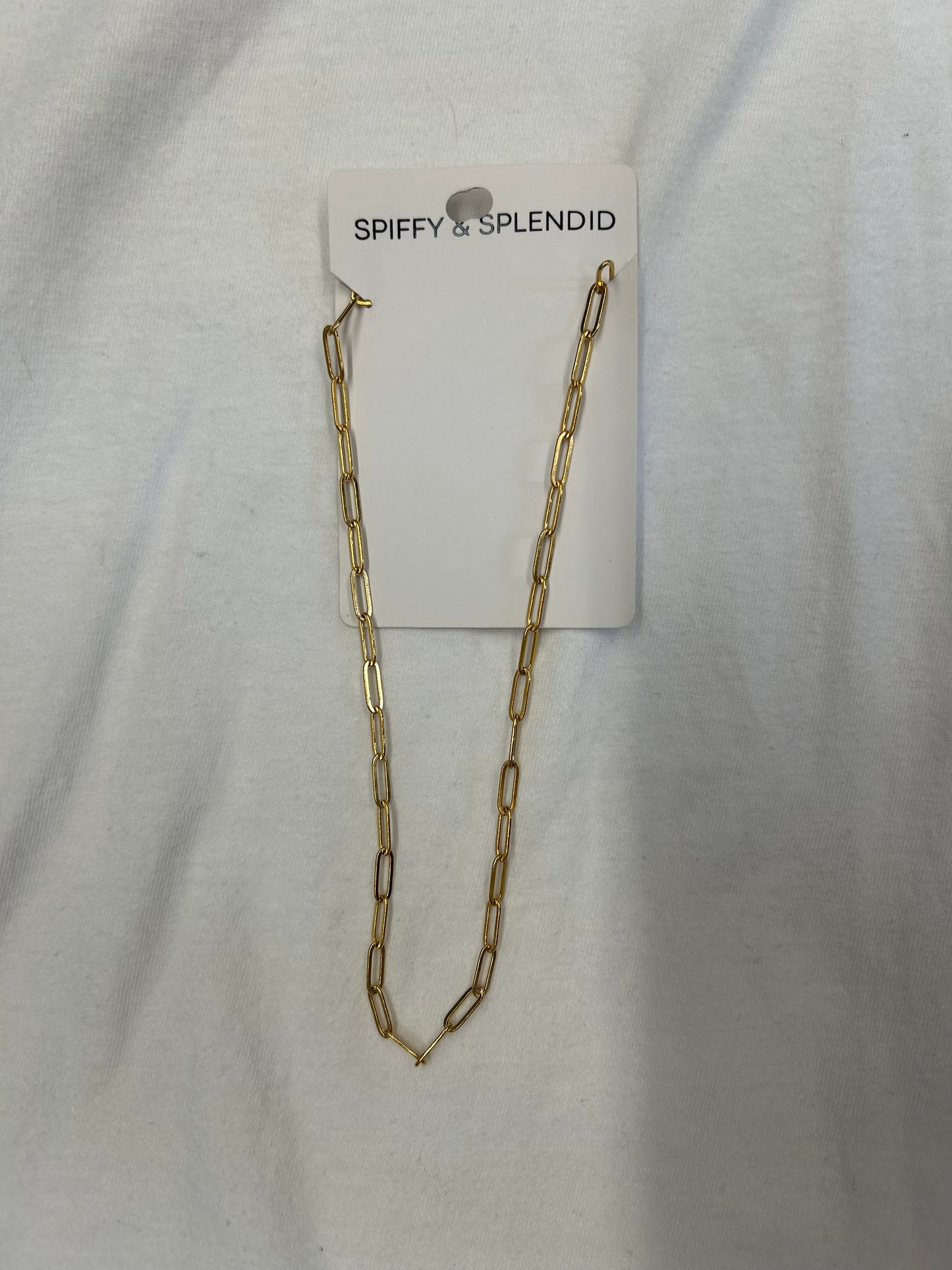 Gold Paper Clip Necklace- 16"