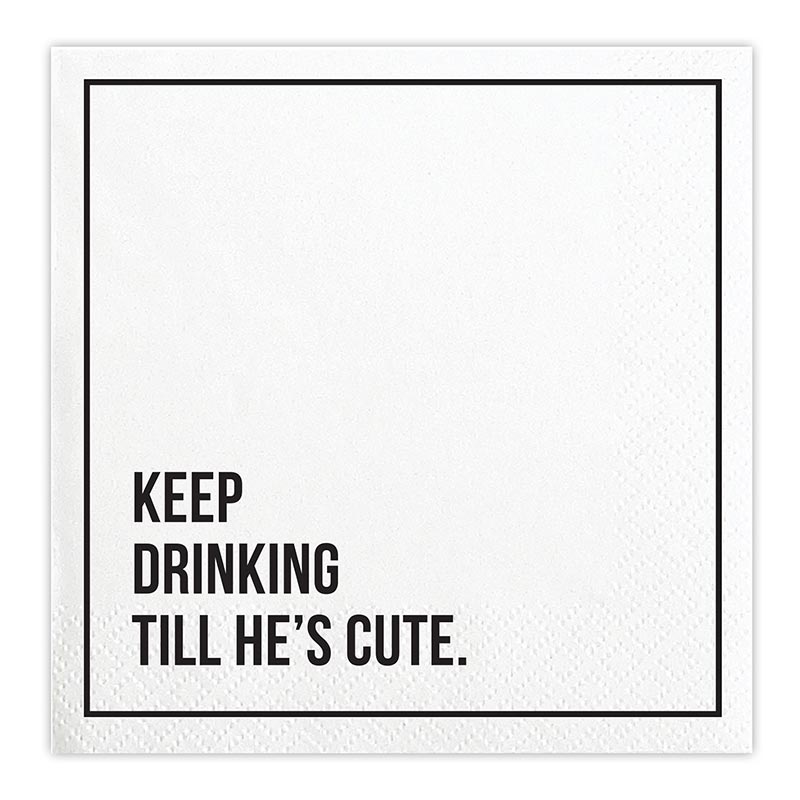 Santa Barbara- Keep Drinking Till He's Cute Cocktail Napkin (20 ct)