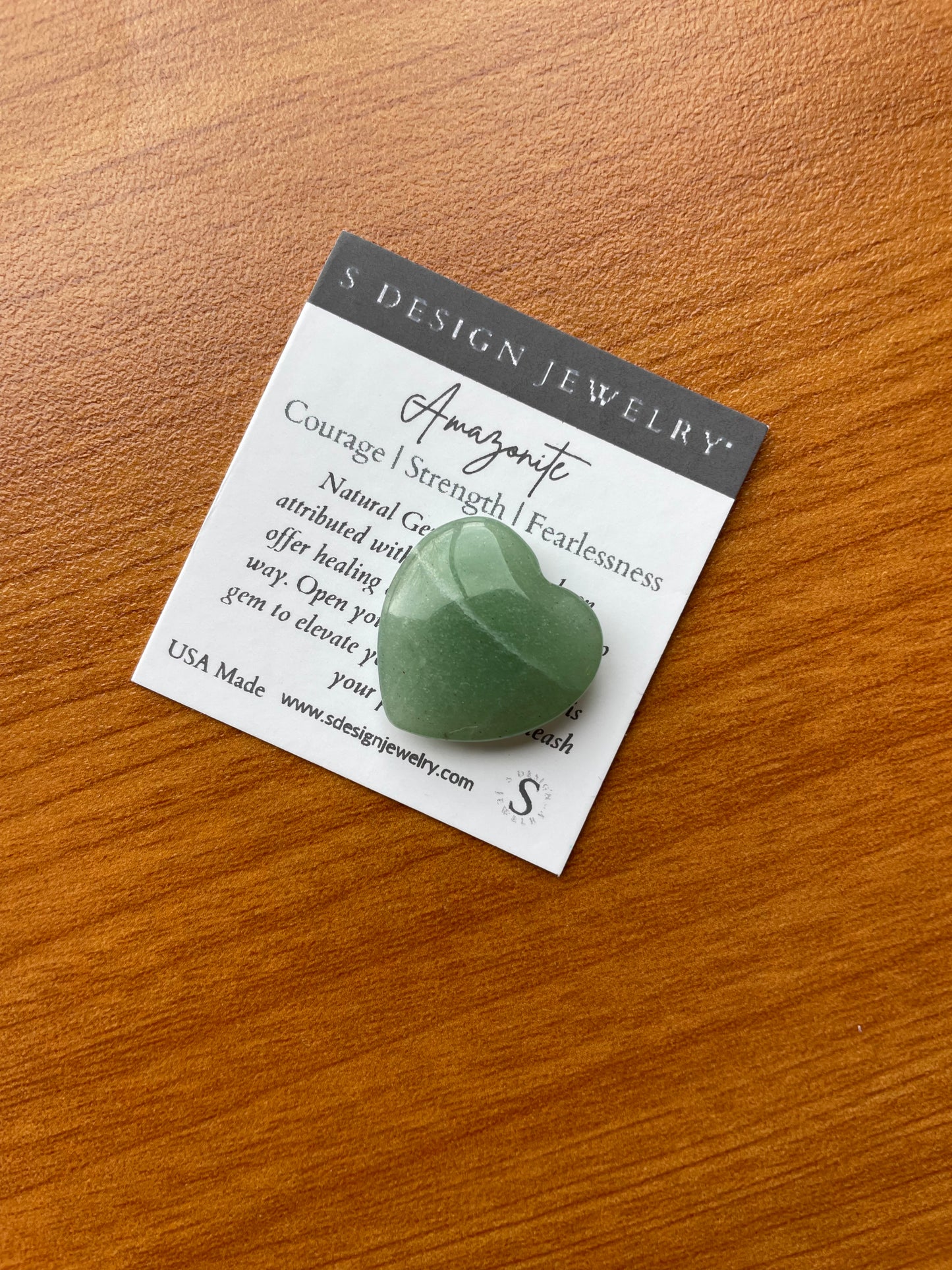 S Design- Pocket Heart Amazonite