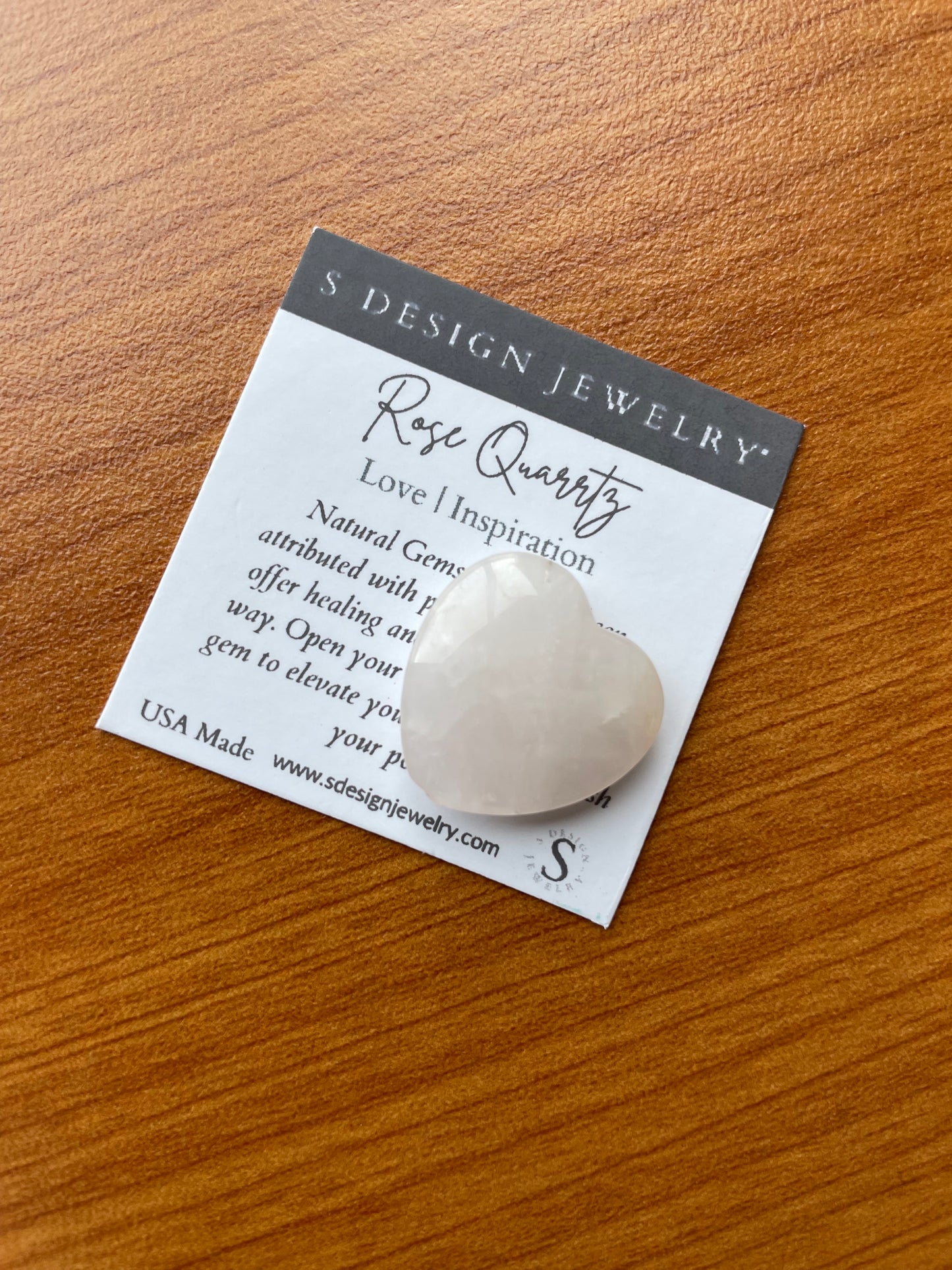 S Design- Pocket Heart Rose Quartz
