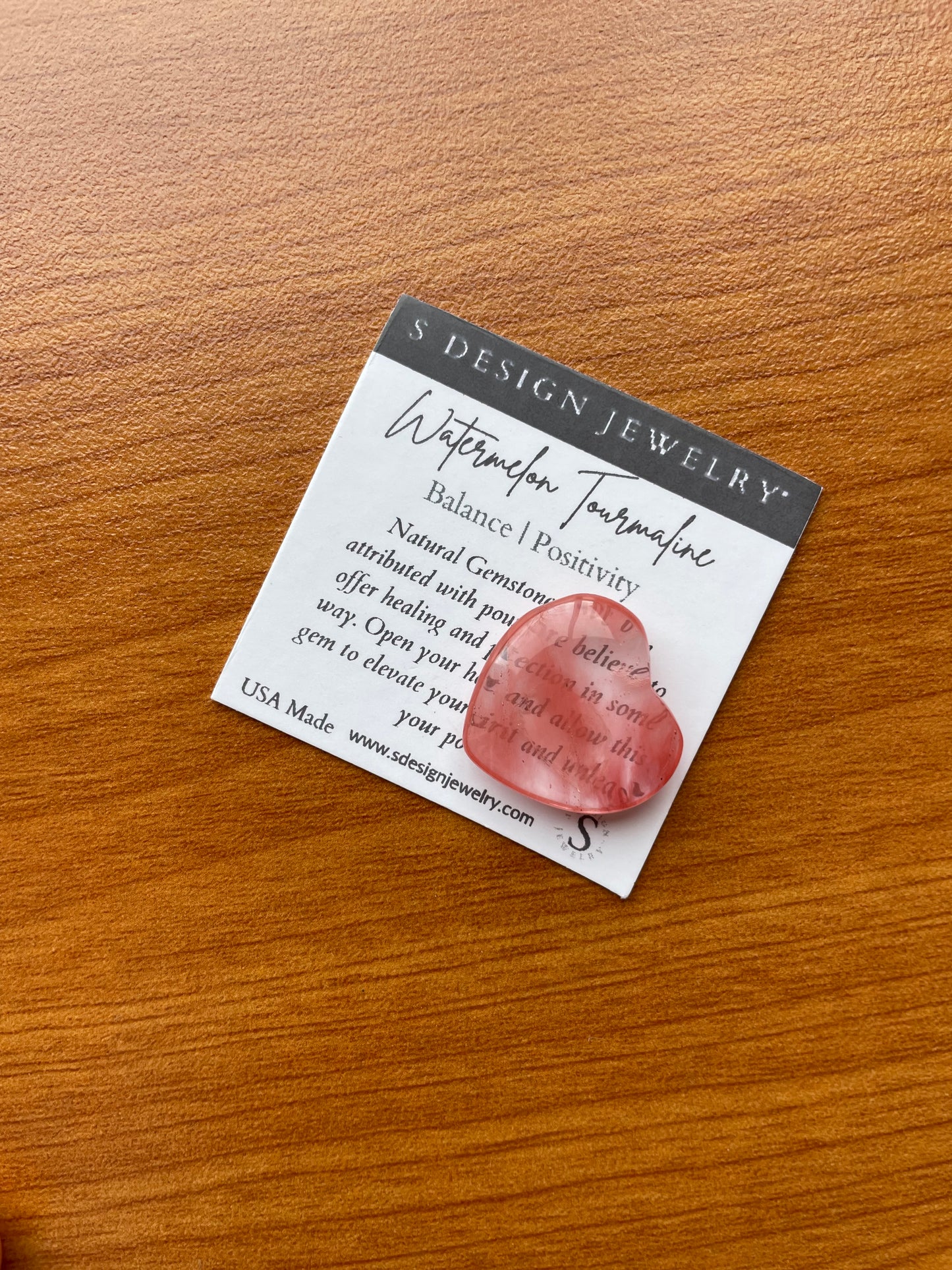 S Design- Pocket Heart Watermelon Tourmaline