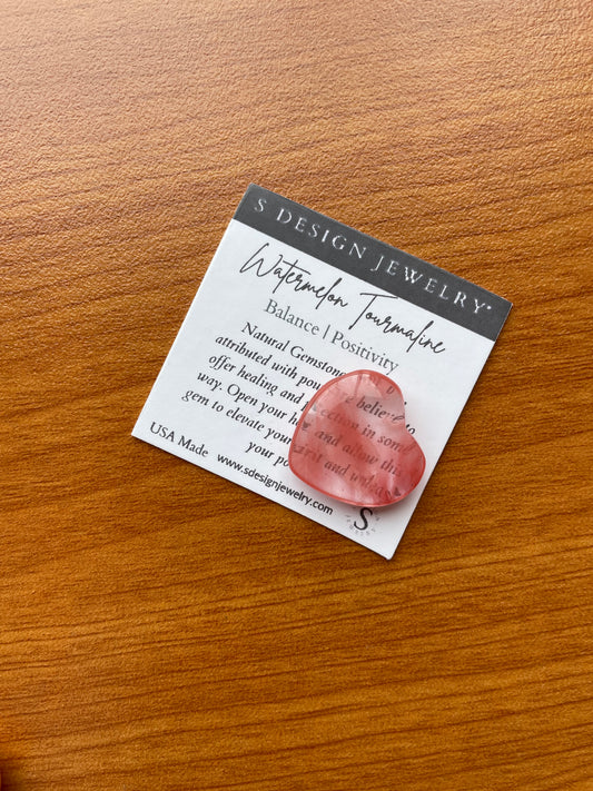 S Design- Pocket Heart Watermelon Tourmaline