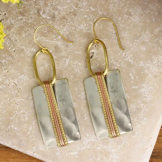 Bold Boho Silver Mixed Metal Earrings