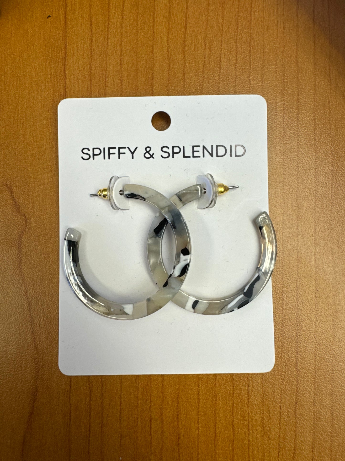 Spiffy & Splendid- Ivory and Slate Hoops