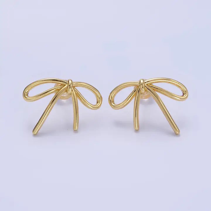 Gold Bow Stud Earrings