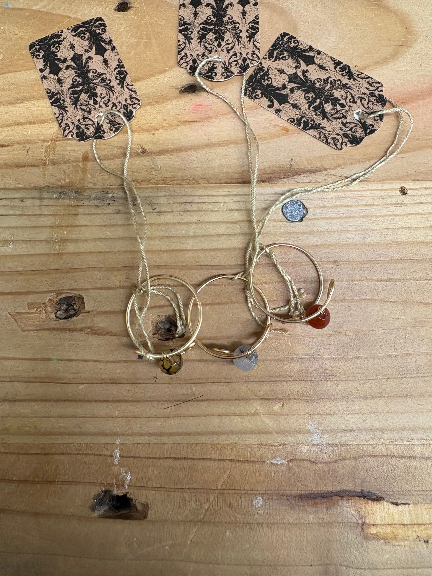 MM446 - Gold Plated Copper Wire Gemstone Rings