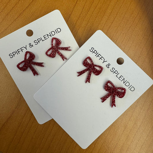 Spiffy & Splendid Bow Studs- Red