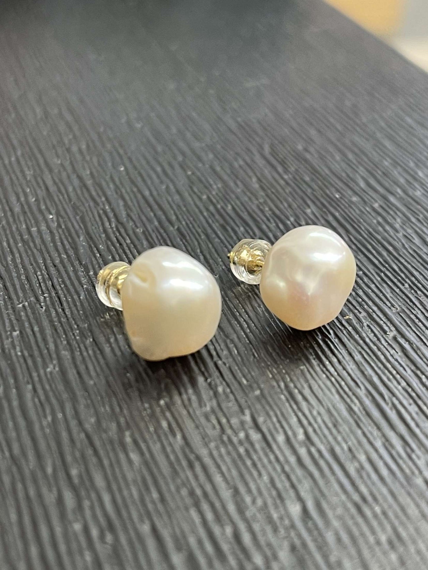 Aim Eternal 16K Gold Filled White Pearl Button Stud Earrings