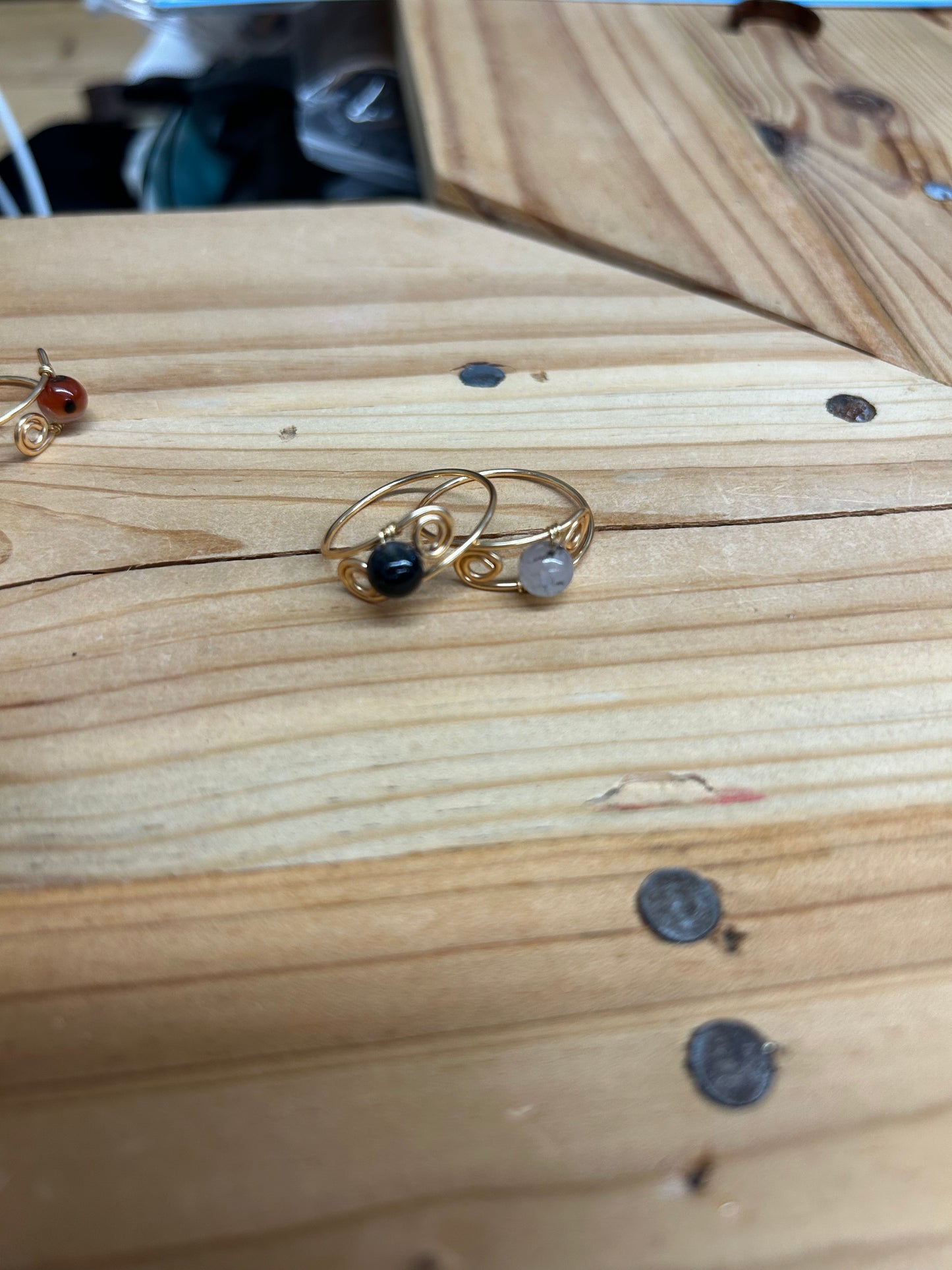 KC466 - Gold-Plated Copper Wire Assorted Crystal Rings