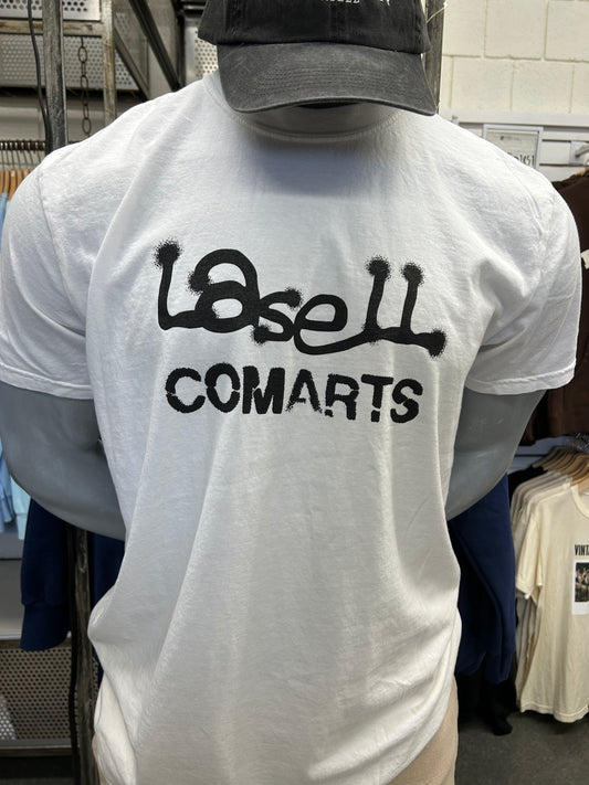 White Spray Paint Lasell COMARTS Tee