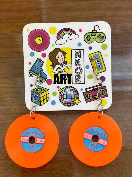 No Rhyme or Reason- Orange Record Earrings