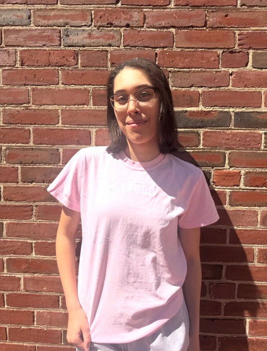 Lasell Pink Embroidered Tee