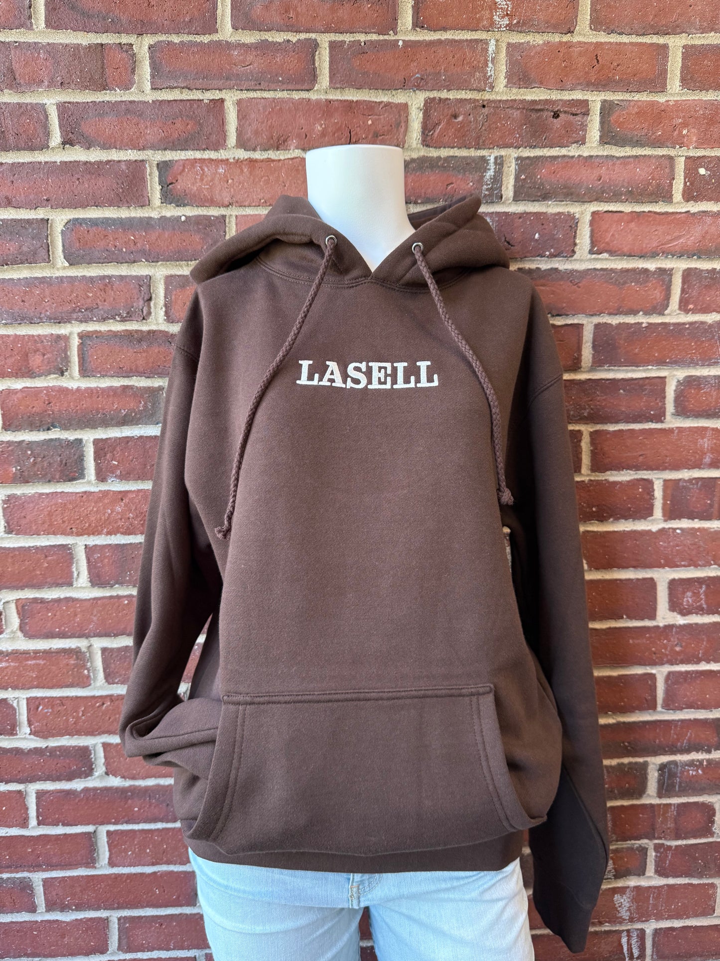 Embroidered Lasell Chocolate Hoodie