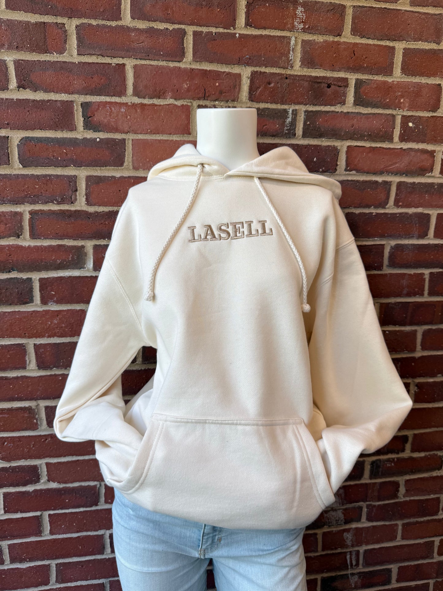 Embroidered Lasell Ivory Hoodie