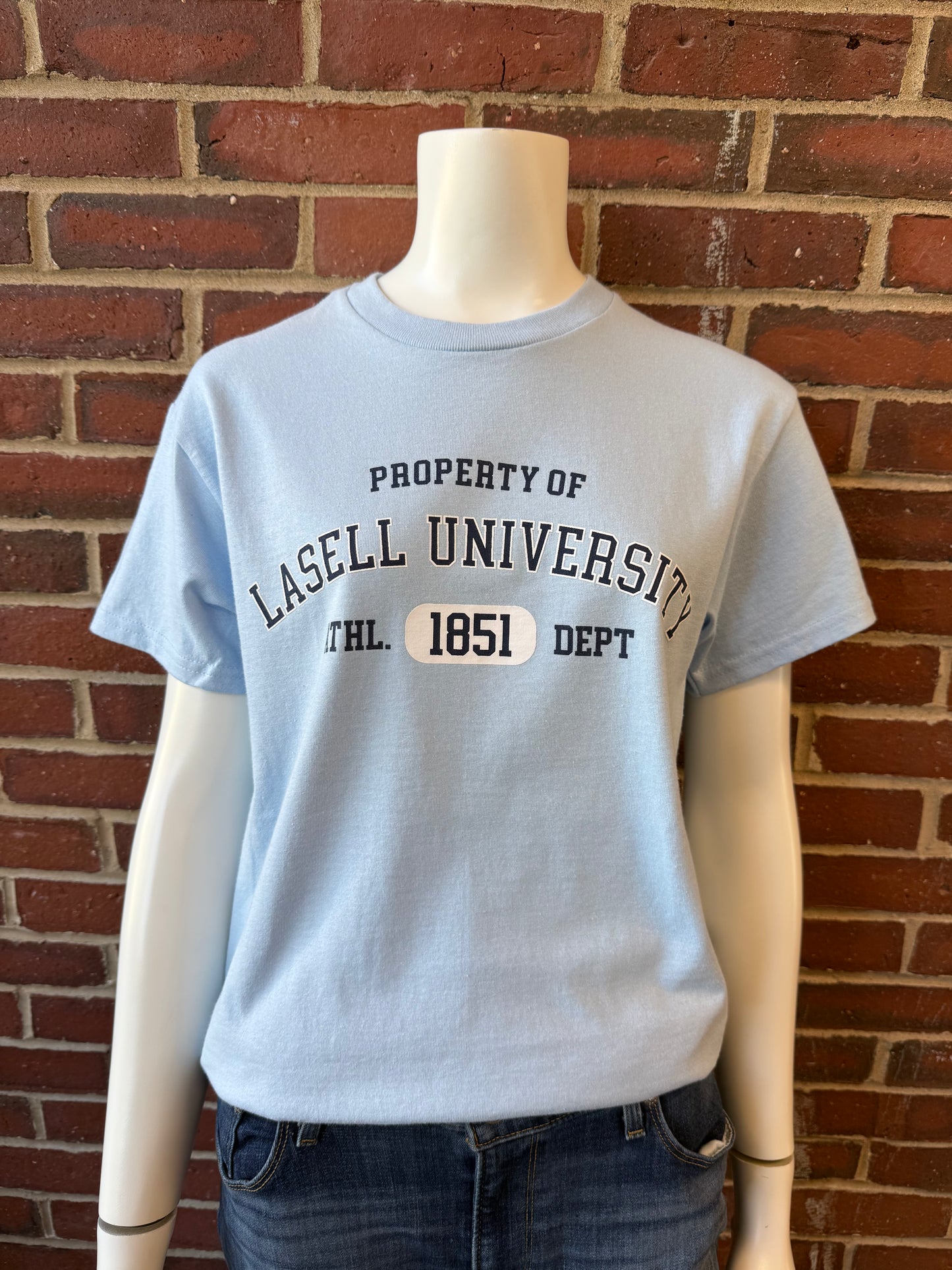 Property of Lasell University Tee- Carolina Blue