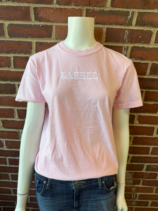 Lasell Pink Embroidered Tee