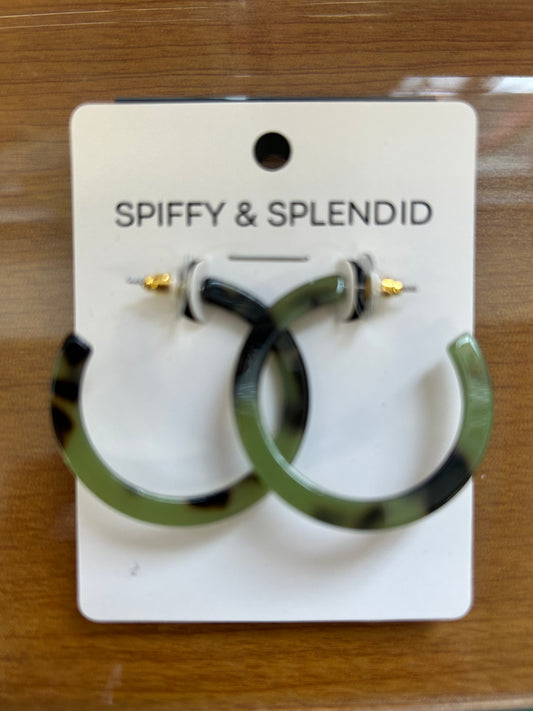 Spiffy & Splendid- Olive Tortoise Hoops