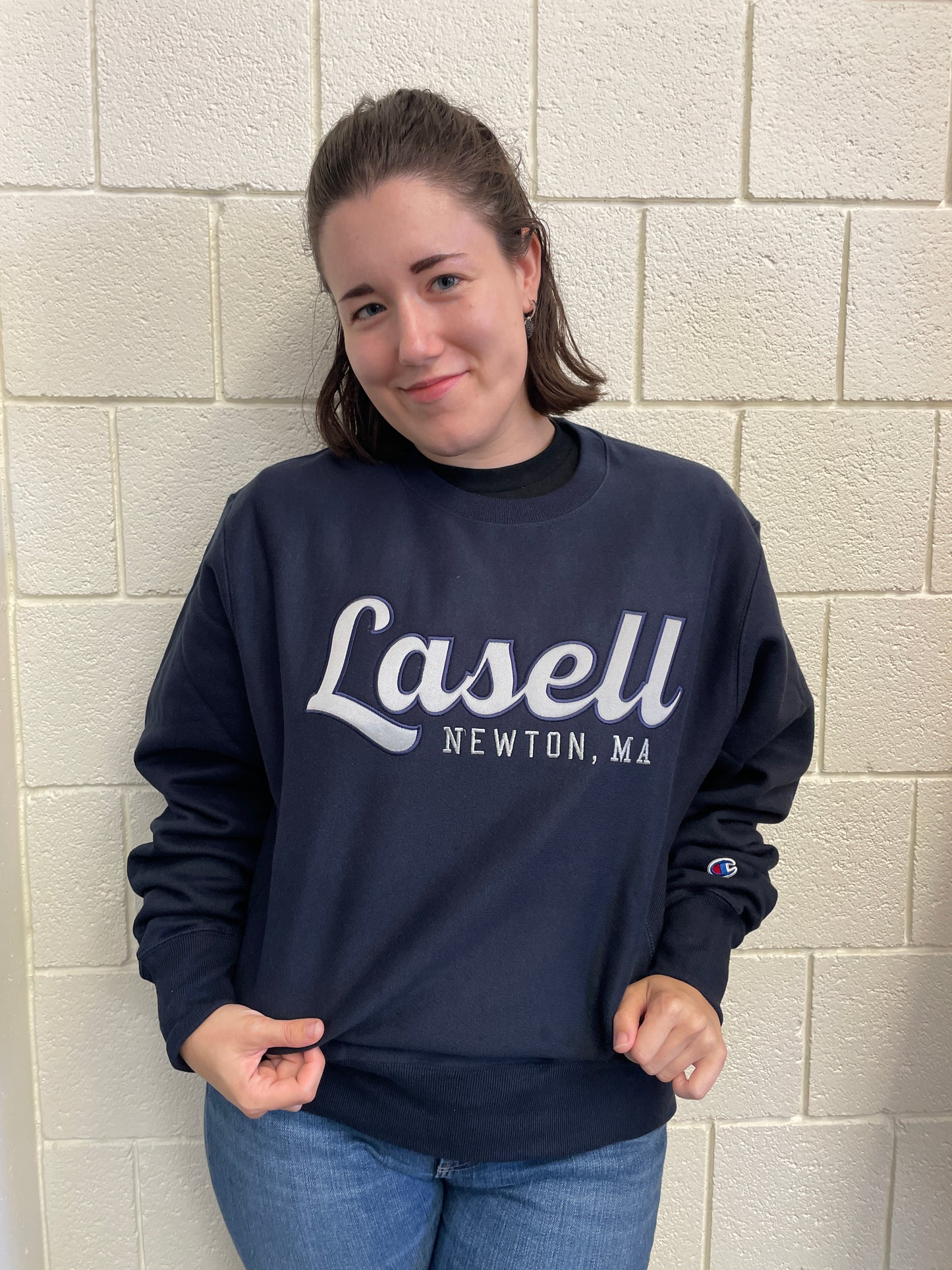 Lasell Newton MA - Navy & Silver Embroidery