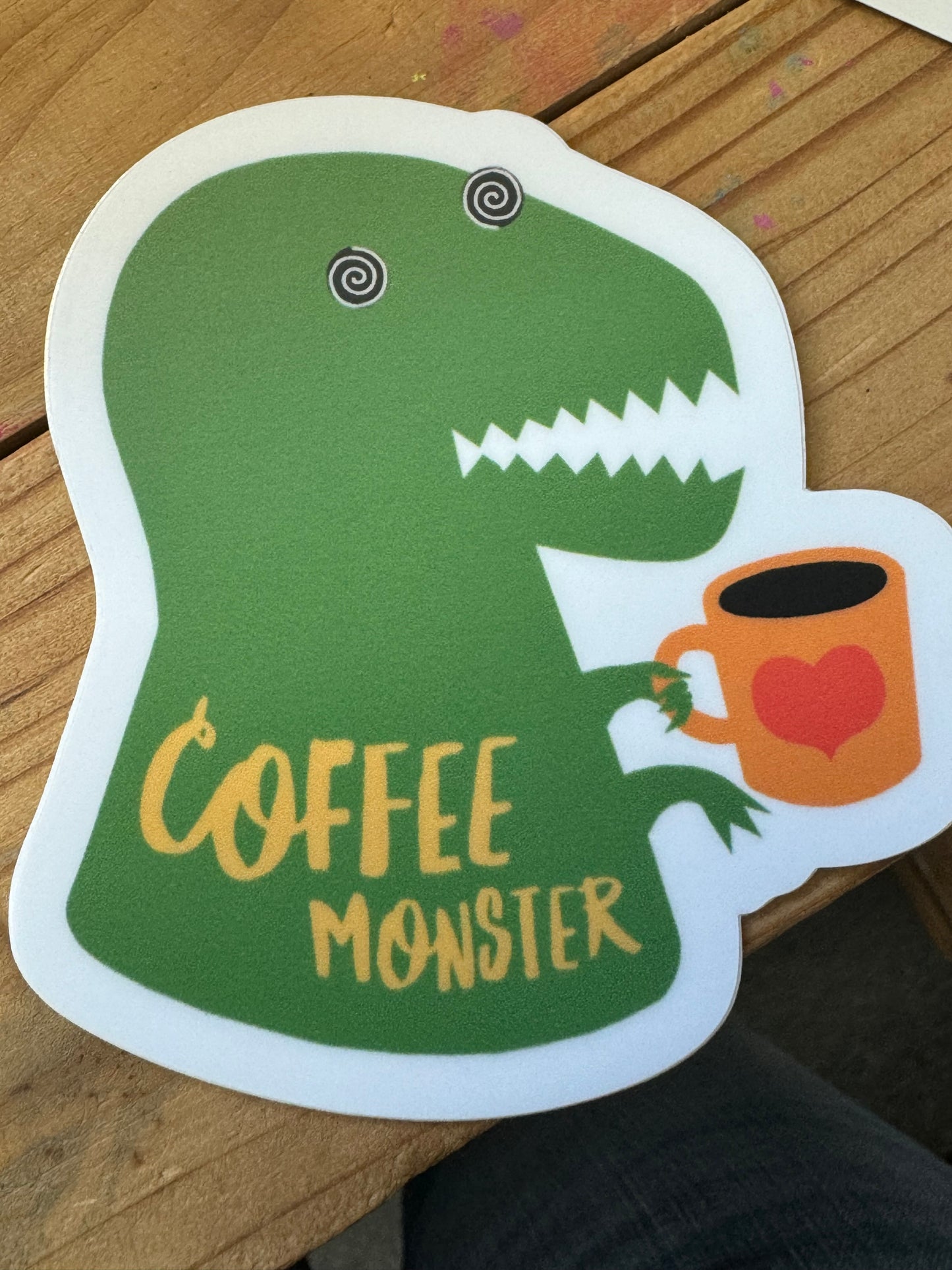 Coffee Monster Dinosaur Sticker