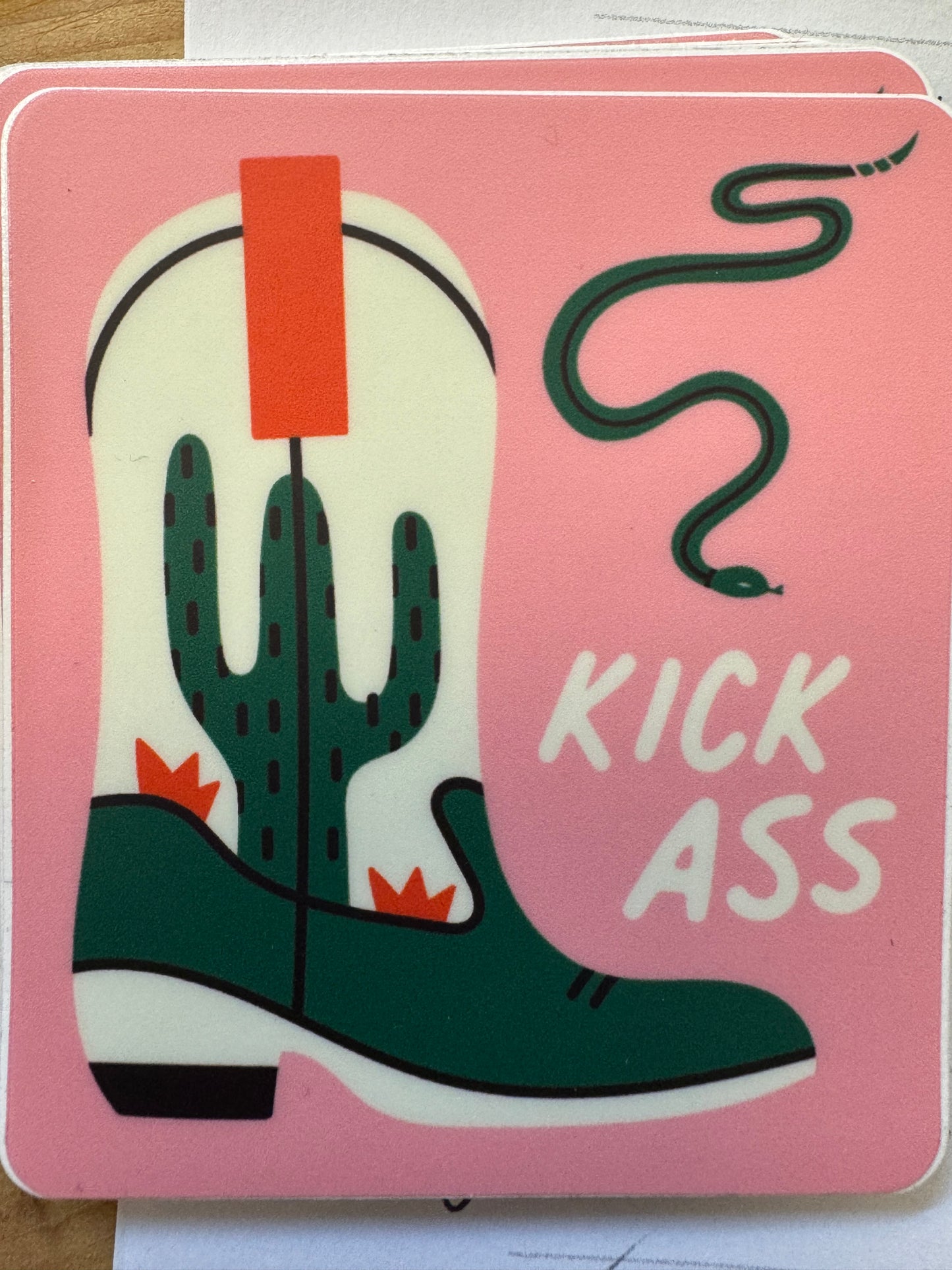 Kick Ass Cowboy Boot Sticker