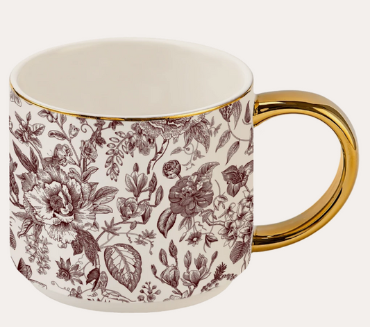 Brown Delft Gold Handle Mug