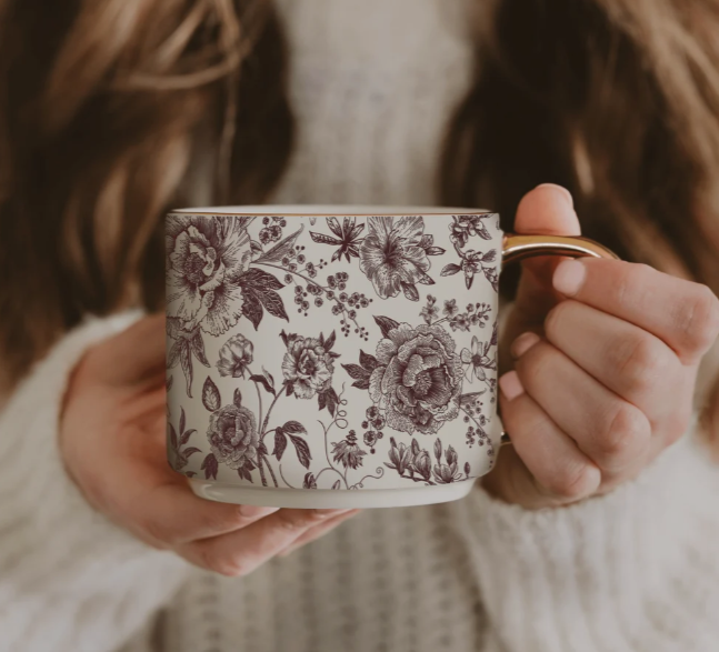 Brown Delft Gold Handle Mug