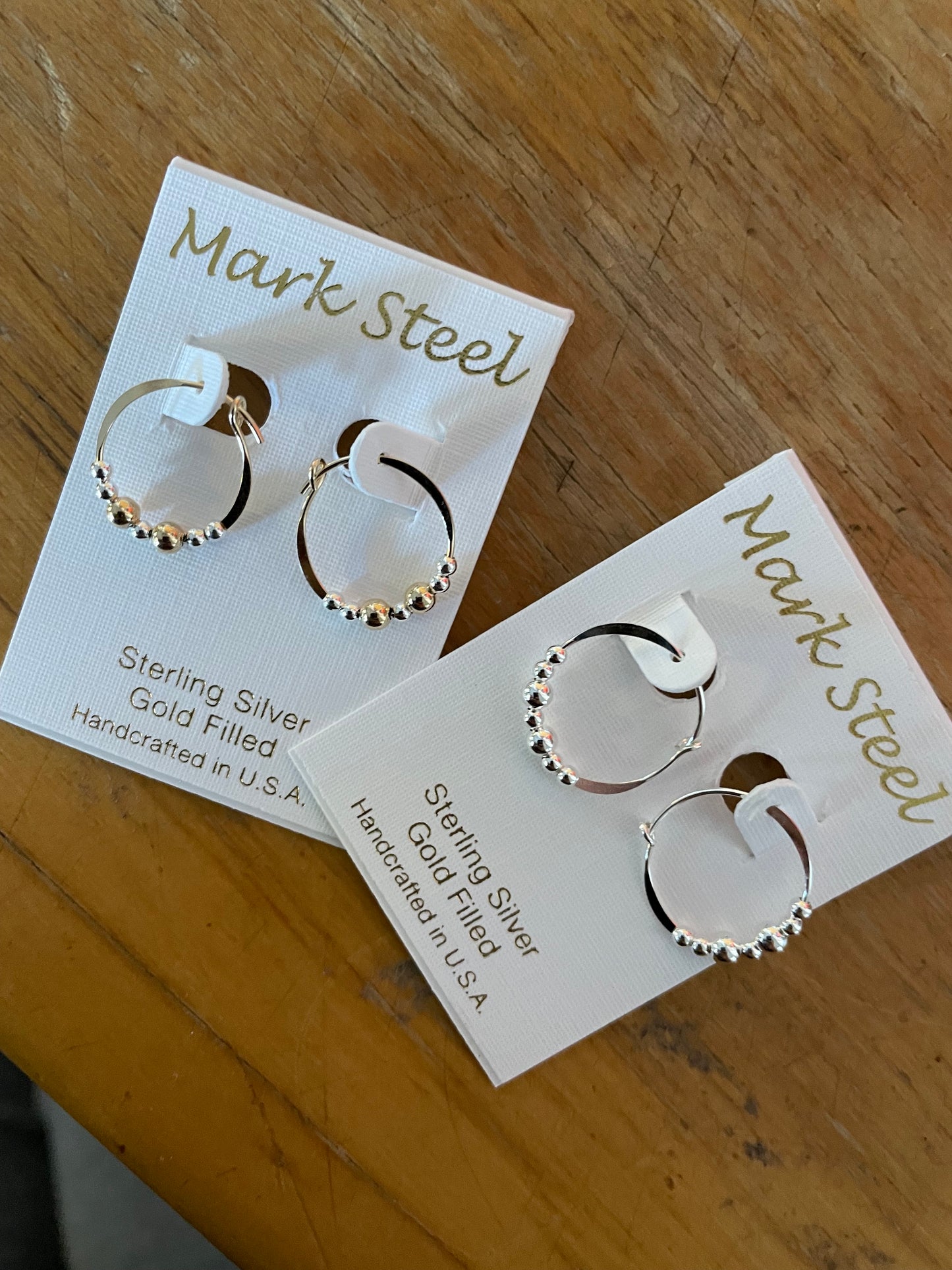 Mark Steel Small Hoops with Beads