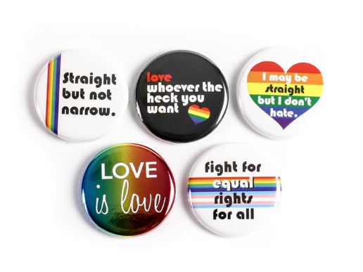 SET: LGBTQ Ally Themed Pinback Buttons or Magnets