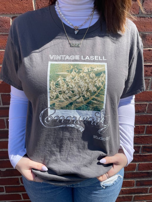 Vintage Lasell Community Tee- Charcoal