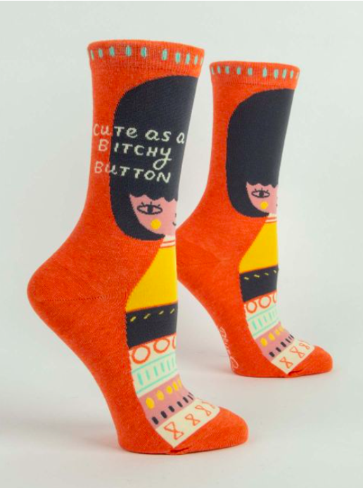 Cute as a Bitchy Button - Crew Socks