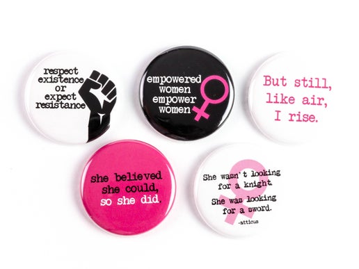 SET: Empower Women Feminist Pinback Buttons or Magnets