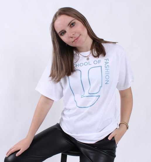 Lasell School of Fashion Tee - White with Blue