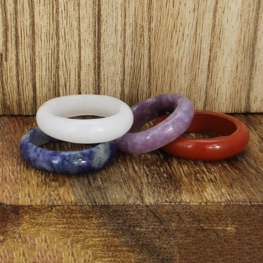 Nature's Delight Assorted Natural Stone Band Rings