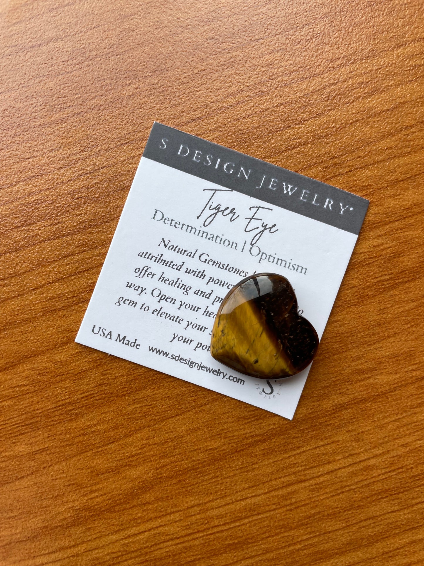 S Design- Pocket Hearts Tiger Eye